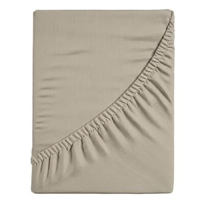 hermet Fitted Bottom Sheet for Double Bed, Plain Dyed Fitted Bottom Sheet, 4 Sides, 100% Cotton Jersey, 170/180 x 190/200 cm, Taupe hermet Fitted Bottom Sheet for Double Bed, Plain Dyed Fitted Bottom Sheet, 4 Sides, 100% Cotton Jersey, 170/180 x 190/200 cm, Taupe
