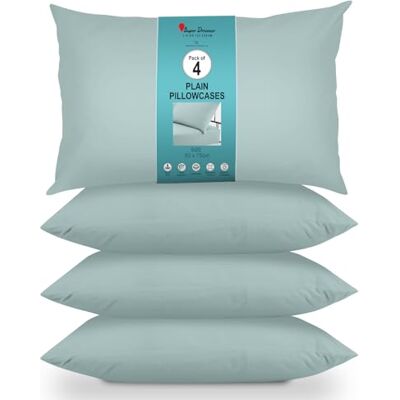 Super Dreamer GC GAVENO CAVAILIA Housewife Pillowcases 4 Pairs 100% Microfibre Bed Pillow Standard Size 75x50 cm Hypoallergenic Pillowcase Envelope Closure Wrinkle, Fade & Stain Resistant Duck Egg Super Dreamer GC GAVENO CAVAILIA Housewife Pillowcases 4 Pairs 100% Microfibre Bed Pillow Standard Size 75x50 cm Hypoallergenic Pillowcase Envelope Closure Wrinkle, Fade & Stain Resistant Duck Egg