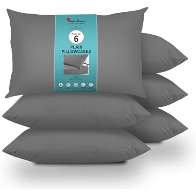 Super Dreamer GC GAVENO CAVAILIA 6 Pairs Microfiber Pillowcases 100% Brushed Plain Dyed Housewife Style Hypoallergenic Pillow, Fade & Stain Resistant Envelope Closure Standard Size (75x50 cm) Charcoal Super Dreamer GC GAVENO CAVAILIA 6 Pairs Microfiber Pillowcases 100% Brushed Plain Dyed Housewife Style Hypoallergenic Pillow, Fade & Stain Resistant Envelope Closure Standard Size (75x50 cm) Charcoal