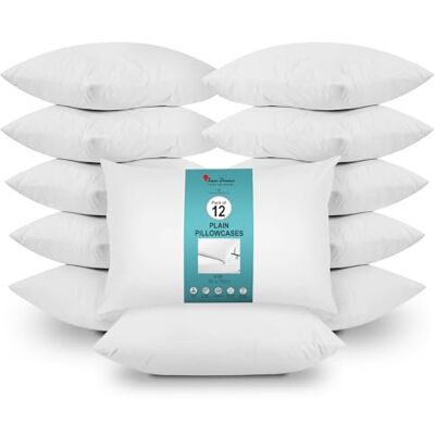 Super Dreamer GC GAVENO CAVAILIA 12 Pairs Microfiber Pillowcases Plain Dyed Housewife Style Soft, Breathable & Durable Fade, Wrinkle & Shrink Resistant Machine Washable Standard Size (75x50 cm) White Super Dreamer GC GAVENO CAVAILIA 12 Pairs Microfiber Pillowcases Plain Dyed Housewife Style Soft, Breathable & Durable Fade, Wrinkle & Shrink Resistant Machine Washable Standard Size (75x50 cm) White