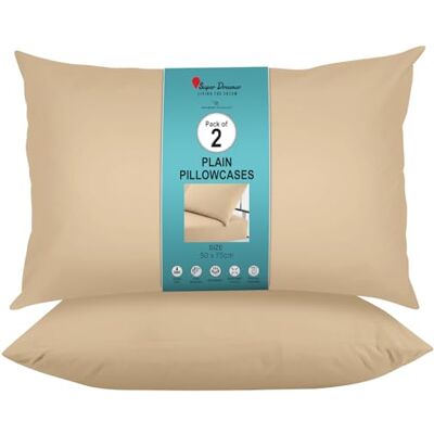 Super Dreamer GC GAVENO CAVAILIA Microfiber Pillow Case 2 Pairs Housewife Pillowcases Plain Dyed Soft & Breathable Covers Standard Size 75x50 cm Wrinkle & Fade Resistant Machine Washable Bedding Beige Super Dreamer GC GAVENO CAVAILIA Microfiber Pillow Case 2 Pairs Housewife Pillowcases Plain Dyed Soft & Breathable Covers Standard Size 75x50 cm Wrinkle & Fade Resistant Machine Washable Bedding Beige