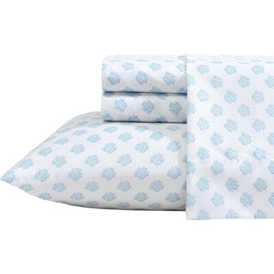 Nautica Sheet Set, Breathable & Cooling Microfiber Bedding with Matching Pillowcases, Deep Pocket, Fully Elasticized (Coastal Coral Ocean Breeze Blue, Queen) Nautica Sheet Set, Breathable & Cooling Microfiber Bedding with Matching Pillowcases, Deep Pocket, Fully Elasticized (Coastal Coral Ocean Breeze Blue, Queen)