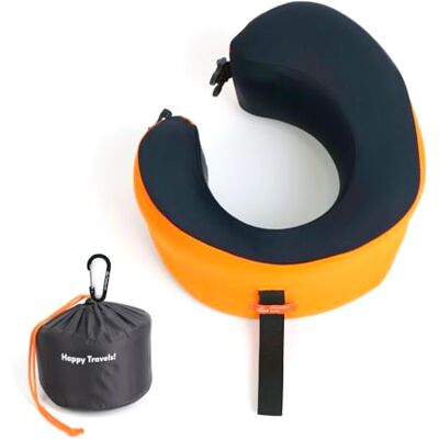 C CUSHION LAB Cushion Lab Travel Pillow, Award-Winning Patented Ergonomic Design for Chin & Neck Support Memory Foam Neck Pillow, Compact Airplane Pillow for Traveling, Flight, Car (Dynamic Orange, Large) C CUSHION LAB Cushion Lab Travel Pillow, Award-Winning Patented Ergonomic Design for Chin & Neck Support Memory Foam Neck Pillow, Compact Airplane Pillow for Traveling, Flight, Car (Dynamic Orange, Large)