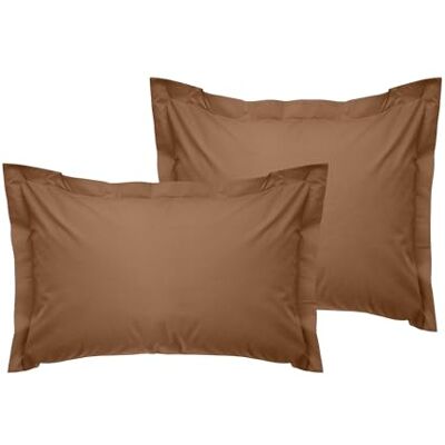 Nuit Des Rêves Premium Oxford Pillowcase Set (2 Pieces), Brown, 80 x 80 + 5 cm, 100% Cotton Ranforce, 155 Thread Count Envelope Closure, Machine Washable at 30°C Nuit Des Rêves Premium Oxford Pillowcase Set (2 Pieces), Brown, 80 x 80 + 5 cm, 100% Cotton Ranforce, 155 Thread Count Envelope Closure, Machine Washable at 30°C