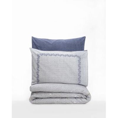 Nuit Des Rêves Ranforce Double Quilt Cover Set (200 x 200 cm), 100% Cotton, Dark Blue & Light Grey, 2 Pillowcases, Pigment Printing, Machine Washable, Elegant Design Nuit Des Rêves Ranforce Double Quilt Cover Set (200 x 200 cm), 100% Cotton, Dark Blue & Light Grey, 2 Pillowcases, Pigment Printing, Machine Washable, Elegant Design