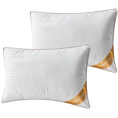 GC GAVENO CAVAILIA Hungarian Goose Down Pillow Hypoallergenic Medium Neck Support Firm Pillow for Front & Back Side Sleeping With 100% Cotton Cover Bed Pack of 2, 48x74 Cm GC GAVENO CAVAILIA Hungarian Goose Down Pillow Hypoallergenic Medium Neck Support Firm Pillow for Front & Back Side Sleeping With 100% Cotton Cover Bed Pack of 2, 48x74 Cm