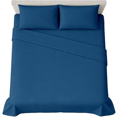 hermet 4-Piece Plain Double Bed Sheet Set, Fitted Sheet, Flat Sheet, 2 Pillowcases 50 x 80 cm, 30 cm Corner, Soft Microfibre, Oekotex Certified, No Iron hermet 4-Piece Plain Double Bed Sheet Set, Fitted Sheet, Flat Sheet, 2 Pillowcases 50 x 80 cm, 30 cm Corner, Soft Microfibre, Oekotex Certified, No Iron
