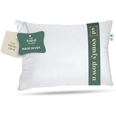 comfydown Goose Down Travel Pillow Filled with 800 Fill Power European Goose Down, Egyptian 300 Thread Count 100% Cotton Cover for Plane car & Home Made in USA (13" x 18") comfydown Goose Down Travel Pillow Filled with 800 Fill Power European Goose Down, Egyptian 300 Thread Count 100% Cotton Cover for Plane car & Home Made in USA (13" x 18")