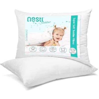 Nestl Toddler Pillow Pack of 2 Baby Pillows Organic Cotton Kids Pillow for Sleeping Soft Kids Travel Pillow Perfect Toddler Bed Pillow -33 x 45 cm,White Nestl Toddler Pillow Pack of 2 Baby Pillows Organic Cotton Kids Pillow for Sleeping Soft Kids Travel Pillow Perfect Toddler Bed Pillow -33 x 45 cm,White