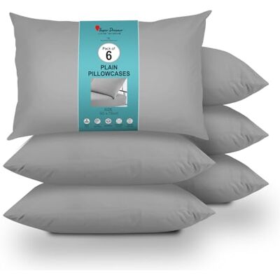 Super Dreamer GC GAVENO CAVAILIA 6 Pairs Microfiber Pillowcases 100% Brushed Plain Dyed Housewife Style Hypoallergenic Pillow, Wrinkle, Fade & Stain Resistant Envelope Closure Standard Size (75x50 cm) Grey Super Dreamer GC GAVENO CAVAILIA 6 Pairs Microfiber Pillowcases 100% Brushed Plain Dyed Housewife Style Hypoallergenic Pillow, Wrinkle, Fade & Stain Resistant Envelope Closure Standard Size (75x50 cm) Grey