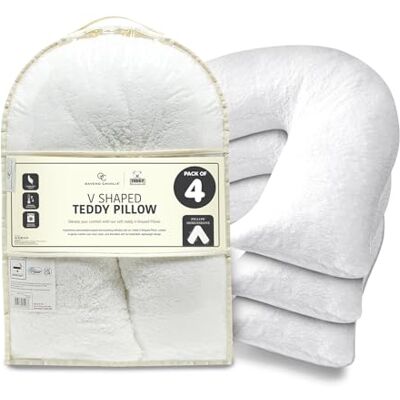 GC GAVENO CAVAILIA Teddy Fleece V Shaped Pillow with Removable Cover Hollowfibre Filled Orthopedic Cushion Neck and Back Support Pillows Comfortable Pregnancy and Side Sleeper Pillow, 4 Pack GC GAVENO CAVAILIA Teddy Fleece V Shaped Pillow with Removable Cover Hollowfibre Filled Orthopedic Cushion Neck and Back Support Pillows Comfortable Pregnancy and Side Sleeper Pillow, 4 Pack