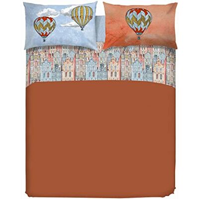 PENSIERI DELICATI Double Bed Sheet Set, 100% Cotton, 180 x 200 cm, Includes Bottom Sheet, Top Sheet and 2 Pillowcases, Made in Italy, Flying Orange Pattern PENSIERI DELICATI Double Bed Sheet Set, 100% Cotton, 180 x 200 cm, Includes Bottom Sheet, Top Sheet and 2 Pillowcases, Made in Italy, Flying Orange Pattern