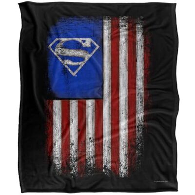 DC Comics Superman Old Glory Shield Silky Touch Super Soft Throw Blanket 152 X 127 cm, White DC Comics Superman Old Glory Shield Silky Touch Super Soft Throw Blanket 152 X 127 cm, White