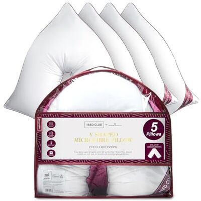 GC GAVENO CAVAILIA V Shape Pillow 5 Pack Soft & Supportive Orthopaedic Pillows with Microfiber Filling 36cm Deep Comfort Cushion for Back & Neck Support at Home and Hotel Pillow -(75x40cm), White GC GAVENO CAVAILIA V Shape Pillow 5 Pack Soft & Supportive Orthopaedic Pillows with Microfiber Filling 36cm Deep Comfort Cushion for Back & Neck Support at Home and Hotel Pillow -(75x40cm), White