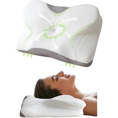 Good Nite Memory Foam Pillow for Neck and shoulder Neck Orthopedic Pillow Suitable for Lateral Supine & Abdominal Lying (Firm Support, 60 * 40 * 12/10cm) Good Nite Memory Foam Pillow for Neck and shoulder Neck Orthopedic Pillow Suitable for Lateral Supine & Abdominal Lying (Firm Support, 60 * 40 * 12/10cm)