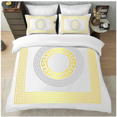 GC GAVENO CAVAILIA Greek Double Duvet Set Easy Care Microfiber Quilt Cover with Pillowcases Lightweight & Durable Duvet Comforter Geometric Style Bedding Set, White GC GAVENO CAVAILIA Greek Double Duvet Set Easy Care Microfiber Quilt Cover with Pillowcases Lightweight & Durable Duvet Comforter Geometric Style Bedding Set, White