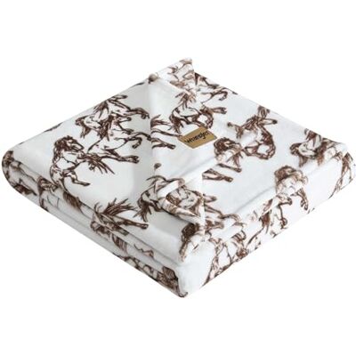 Wrangler Throw Blanket, Soft Plush Fleece Bedding, Yellowstone Inspired, Western Decor for Bed or Couch (Mustangs Brown, 50" x 70") Wrangler Throw Blanket, Soft Plush Fleece Bedding, Yellowstone Inspired, Western Decor for Bed or Couch (Mustangs Brown, 50" x 70")