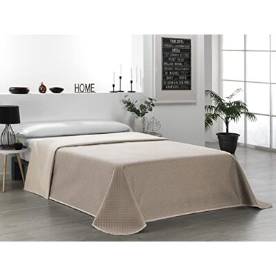 Martina Home Bouti Bedspread Reversible Beige Leather Bed 150cm Martina Home Bouti Bedspread Reversible Beige Leather Bed 150cm