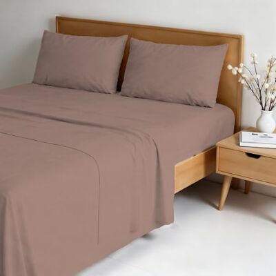 Italian Bed Linen Water Washed Double Bed Bedding Set 4-Piece Set: Fitted Sheet 170 x 200 cm, Flat Sheet 240 x 270 cm, 2 Pillowcases Dusky Pink Italian Bed Linen Water Washed Double Bed Bedding Set 4-Piece Set: Fitted Sheet 170 x 200 cm, Flat Sheet 240 x 270 cm, 2 Pillowcases Dusky Pink