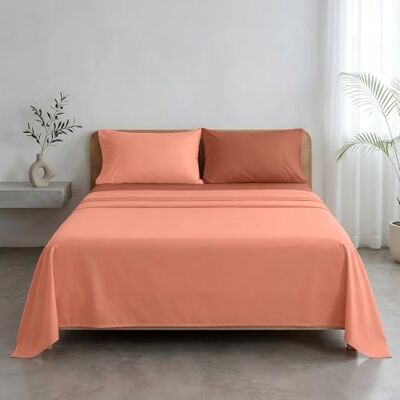 Ruggeri Double Bed Set 100% Soft Microfibre Pillowcases + 1 Fitted Sheet + 1 Flat Sheet Everyday Collection (Orange Bicolour, Double) Ruggeri Double Bed Set 100% Soft Microfibre Pillowcases + 1 Fitted Sheet + 1 Flat Sheet Everyday Collection (Orange Bicolour, Double)