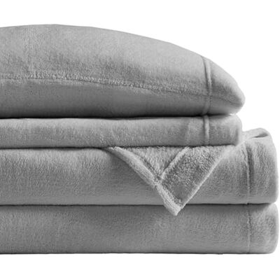 Philosophy True North Soloft Plush Bed Sheet Set, Wrinkle Resistant, Warm, Soft Fleece Sheets with 14" Deep Pocket Cold Season Cozy Bedding-Set, Matching Pillow Case, Full, Grey, 4 Piece Philosophy True North Soloft Plush Bed Sheet Set, Wrinkle Resistant, Warm, Soft Fleece Sheets with 14" Deep Pocket Cold Season Cozy Bedding-Set, Matching Pillow Case, Full, Grey, 4 Piece