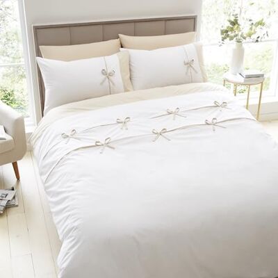Catherine Lansfield Milo Bow Duvet Cover Bedding Set - Bedding Set Catherine Lansfield Milo Bow Duvet Cover Bedding Set - Bedding Set