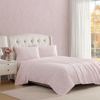 Laura Ashley Twin Bed Sheets, Crisp & Cool Cotton Percale Bedding with Matching Pillowcase, Lightweight Bed Set, Dorm Essentials, Oeko-Tex Certified (Antoinette Pink) Laura Ashley Twin Bed Sheets, Crisp & Cool Cotton Percale Bedding with Matching Pillowcase, Lightweight Bed Set, Dorm Essentials, Oeko-Tex Certified (Antoinette Pink)