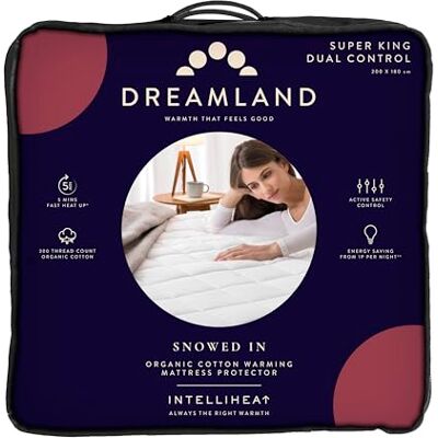 Dreamland Snowed In Organic Cotton Electric Mattress Protector Superking Size Dreamland Snowed In Organic Cotton Electric Mattress Protector Superking Size
