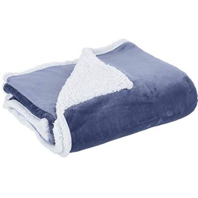 Hodge and Hodge Flannel Blanket Throw With Sherpa Fleece Lining 150x200cm Blue Hodge and Hodge Flannel Blanket Throw With Sherpa Fleece Lining 150x200cm Blue