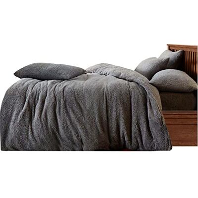 GC GAVENO CAVAILIA Teddy Duvet Set Super King Silver, Super Soft Fluffy Luxury Design, Cosy Warm Bedding, 3 Piece Cuddly Fleece Quilt Cover with Matching Pillowcases GC GAVENO CAVAILIA Teddy Duvet Set Super King Silver, Super Soft Fluffy Luxury Design, Cosy Warm Bedding, 3 Piece Cuddly Fleece Quilt Cover with Matching Pillowcases