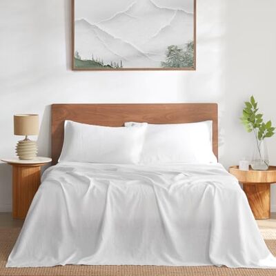 DAPU Pure Linen Sheets Set 100% French Natural Linen European Flax (Queen, Off White, Flat, Fitted and 2 Pillowcases) DAPU Pure Linen Sheets Set 100% French Natural Linen European Flax (Queen, Off White, Flat, Fitted and 2 Pillowcases)