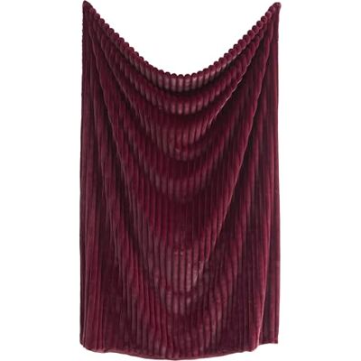 Appletree Hygge Polyester Faux Fur Throw Blanket, Burgundy, 130 x 180 cm, Horizontal Ribbed Design, Adult, Reversible with Fleece Back Appletree Hygge Polyester Faux Fur Throw Blanket, Burgundy, 130 x 180 cm, Horizontal Ribbed Design, Adult, Reversible with Fleece Back