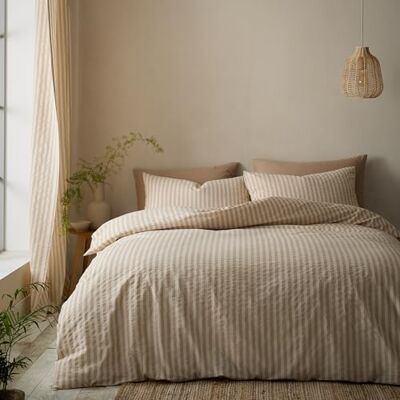 Pineapple Elephant Cotton Rich Woven Stripe Single Duvet Cover Set with Pillowcase Natural Pineapple Elephant Cotton Rich Woven Stripe Single Duvet Cover Set with Pillowcase Natural