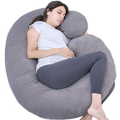 1 MIDDLE ONE Pregnancy Pillow, C Shaped Full Body Pillow for Maternity Support, Pregnant Women Sleeping Pillow with Velvet Cover (Dark Grey) 1 MIDDLE ONE Pregnancy Pillow, C Shaped Full Body Pillow for Maternity Support, Pregnant Women Sleeping Pillow with Velvet Cover (Dark Grey)