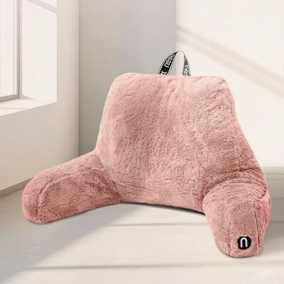 Nestl Fur Reading Pillow, Stylish Back Pillow for Bed Sitting Up, Faux Fur Bed Chair Pillow with Arms, Reading Pillows for Sitting in Bed Adult & Kids, Back Support Pillow for Bed Rest Peach Beige Nestl Fur Reading Pillow, Stylish Back Pillow for Bed Sitting Up, Faux Fur Bed Chair Pillow with Arms, Reading Pillows for Sitting in Bed Adult & Kids, Back Support Pillow for Bed Rest Peach Beige