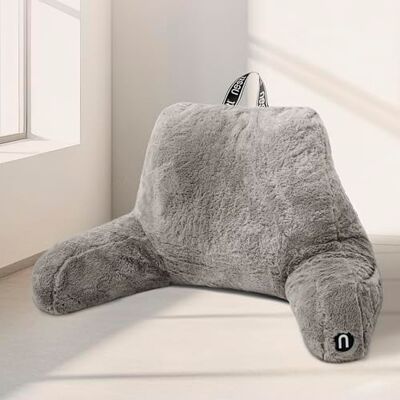 Nestl Fur Reading Pillow, Stylish Back Pillow for Bed Sitting Up, Faux Fur Bed Chair Pillow with Arms, Reading Pillows for Sitting in Bed Adult & Kids, Sit Up Back Support Pillow for Bed Rest Grey Nestl Fur Reading Pillow, Stylish Back Pillow for Bed Sitting Up, Faux Fur Bed Chair Pillow with Arms, Reading Pillows for Sitting in Bed Adult & Kids, Sit Up Back Support Pillow for Bed Rest Grey