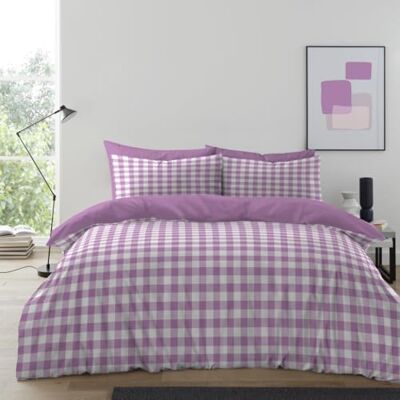 GC GAVENO CAVAILIA Gingham Check Double Duvet Set Microfiber Tartan Check Bedding Double Bed Set With Pillow Cases Hypoallergenic & Machine Washable Reversible Quilt Covers Bed Set, Lilac GC GAVENO CAVAILIA Gingham Check Double Duvet Set Microfiber Tartan Check Bedding Double Bed Set With Pillow Cases Hypoallergenic & Machine Washable Reversible Quilt Covers Bed Set, Lilac