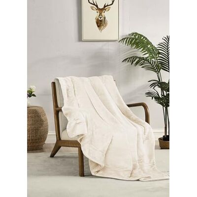 Miracle Home . Fleece Blanket Reversible Microfiber Pyrite Flannel Velour and Sherpa 260GSM-180GSM, Soft, Warm and Lightweight, Machine Washable, 160 X 220, Ecru Miracle Home . Fleece Blanket Reversible Microfiber Pyrite Flannel Velour and Sherpa 260GSM-180GSM, Soft, Warm and Lightweight, Machine Washable, 160 X 220, Ecru