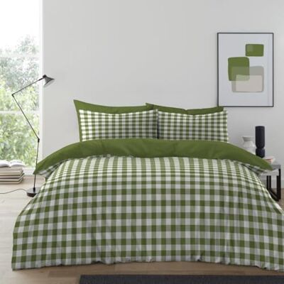 GC GAVENO CAVAILIA Gingham Check Double Duvet Set Microfiber Green Tartan Check Bedding Double Bed Set With Pillow Cases Hypoallergenic & Machine Washable Reversible Quilt Covers Bed Set GC GAVENO CAVAILIA Gingham Check Double Duvet Set Microfiber Green Tartan Check Bedding Double Bed Set With Pillow Cases Hypoallergenic & Machine Washable Reversible Quilt Covers Bed Set
