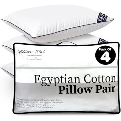 GC GAVENO CAVAILIA Premium Egyptian Cotton Pillow Pair Breathable Bed Pillows 4 Pack Hotel Quality Super Soft Pillow For Neck & Shoulder Support Standard Size Firm Pillows (48x74 Cm) Black GC GAVENO CAVAILIA Premium Egyptian Cotton Pillow Pair Breathable Bed Pillows 4 Pack Hotel Quality Super Soft Pillow For Neck & Shoulder Support Standard Size Firm Pillows (48x74 Cm) Black