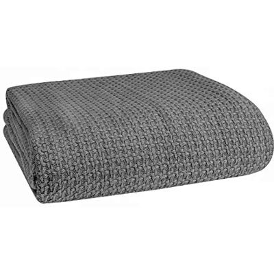 BELIZZI HOME Elvana Home 100% Cotton Breathable Bed Blanket Full Queen Size, Thermal Blankets, Perfect for Layering Any Bed for All Season, Charcoal Grey BELIZZI HOME Elvana Home 100% Cotton Breathable Bed Blanket Full Queen Size, Thermal Blankets, Perfect for Layering Any Bed for All Season, Charcoal Grey