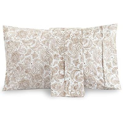 Valerian Pattern Printed Pillowcases 2-Piece Set Egyptian Quality 1500 Thread Count Timeless Classic Designs Soft and Smooth Weave, Wrinkle Resistant, Paisley King Pillowcase, Taupe Valerian Pattern Printed Pillowcases 2-Piece Set Egyptian Quality 1500 Thread Count Timeless Classic Designs Soft and Smooth Weave, Wrinkle Resistant, Paisley King Pillowcase, Taupe