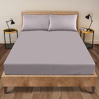 GC GAVENO CAVAILIA Luxury Polycotton, Easy Care Flat, Soft & Cosy Bedsheet OR Pillowcases, Linen, Grey-Fitted Sheet, King GC GAVENO CAVAILIA Luxury Polycotton, Easy Care Flat, Soft & Cosy Bedsheet OR Pillowcases, Linen, Grey-Fitted Sheet, King