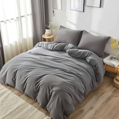 Dreamzie 4-Piece Bedding Set 140 x 190 cm, Duvet Cover 240 x 220 cm + Fitted Sheet 140 x 190 cm with 2 Pillowcases 65 x 65 cm, 240 x 220 cm, 100 Thread Count Microfibre – Oeko-Tex Dreamzie 4-Piece Bedding Set 140 x 190 cm, Duvet Cover 240 x 220 cm + Fitted Sheet 140 x 190 cm with 2 Pillowcases 65 x 65 cm, 240 x 220 cm, 100 Thread Count Microfibre – Oeko-Tex