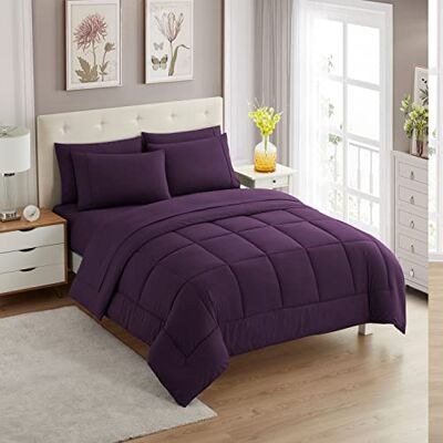 Sweet Home Collection Ultra Soft Down Alternative Set & Luxurious Bed Sheets, Polyester, Purple, King Sweet Home Collection Ultra Soft Down Alternative Set & Luxurious Bed Sheets, Polyester, Purple, King