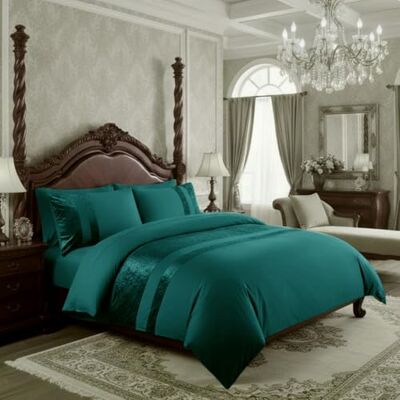 Casabella Luxury Crushed Velvet Panel Band Duvet Cover Sets with Pillow Case Single Duvet Cover Bedding Set – Jade Crush Velvet Single Duvet Cover Sets Casabella Luxury Crushed Velvet Panel Band Duvet Cover Sets with Pillow Case Single Duvet Cover Bedding Set – Jade Crush Velvet Single Duvet Cover Sets