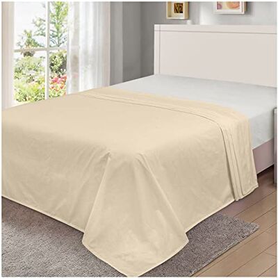 GC GAVENO CAVAILIA Luxury Polycotton Fitted, Easy Care, Soft & Cosy Bedsheet OR Pillowcases, Linen, Cream-Flat Sheet, King GC GAVENO CAVAILIA Luxury Polycotton Fitted, Easy Care, Soft & Cosy Bedsheet OR Pillowcases, Linen, Cream-Flat Sheet, King