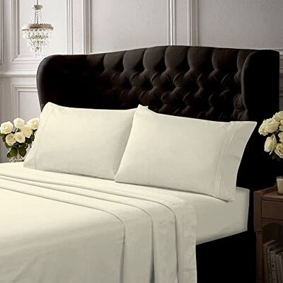 Tribeca Living Egyptian Cotton Percale 300 Thread Count Deep Pocket Sheet Set, Queen, Ivory Tribeca Living Egyptian Cotton Percale 300 Thread Count Deep Pocket Sheet Set, Queen, Ivory