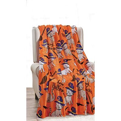 Valerian Luxury Velvet Touch Ultra Plush Christmas Blanket Soft, Warm, Cozy Holiday Printed Fleece Throw/Blanket 50" x 60inch, Orange Halloween Cats Valerian Luxury Velvet Touch Ultra Plush Christmas Blanket Soft, Warm, Cozy Holiday Printed Fleece Throw/Blanket 50" x 60inch, Orange Halloween Cats