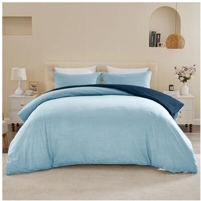 GC GAVENO CAVAILIA Luxury Bedding Double Bed Set Breathable Plain Duvet Dover with Pillowcases Durable & Soft Reversible Comforter Cover Washable (200 x 200 Cm) Blue/Navy GC GAVENO CAVAILIA Luxury Bedding Double Bed Set Breathable Plain Duvet Dover with Pillowcases Durable & Soft Reversible Comforter Cover Washable (200 x 200 Cm) Blue/Navy